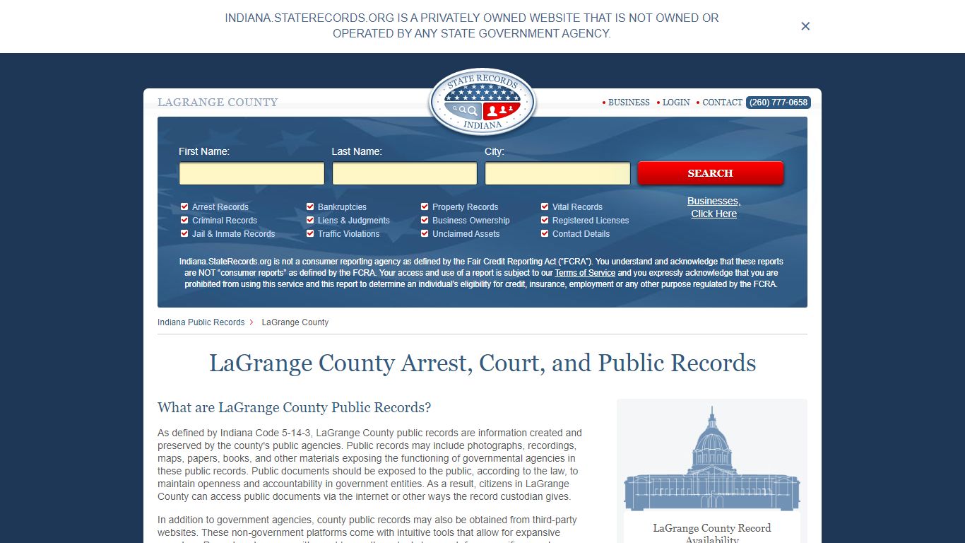 LaGrange County Arrest, Court, and Public Records